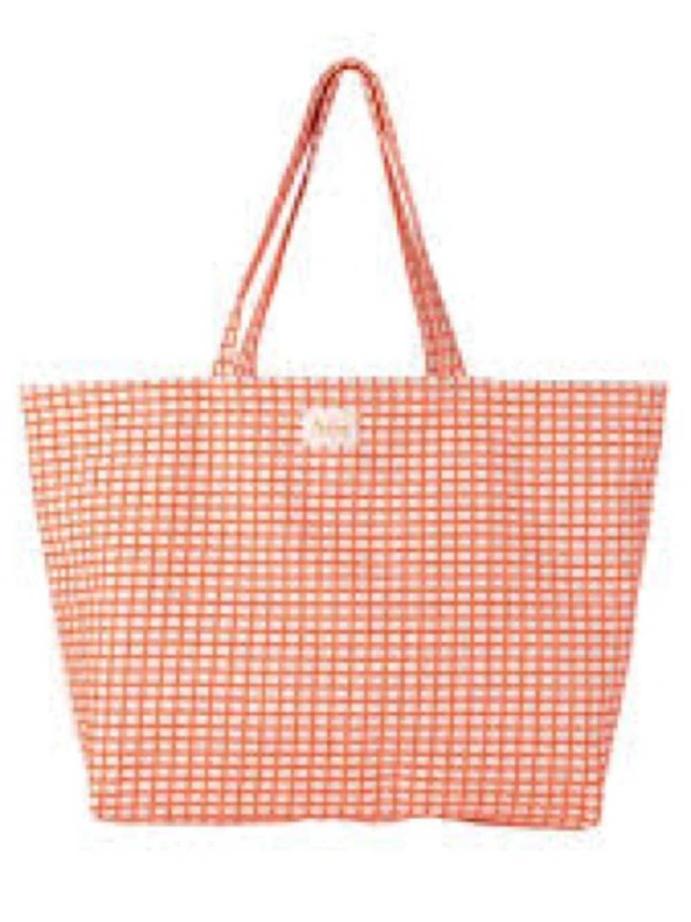 Orange Gingham-look Tote Bag - Women NWT AVENE from France